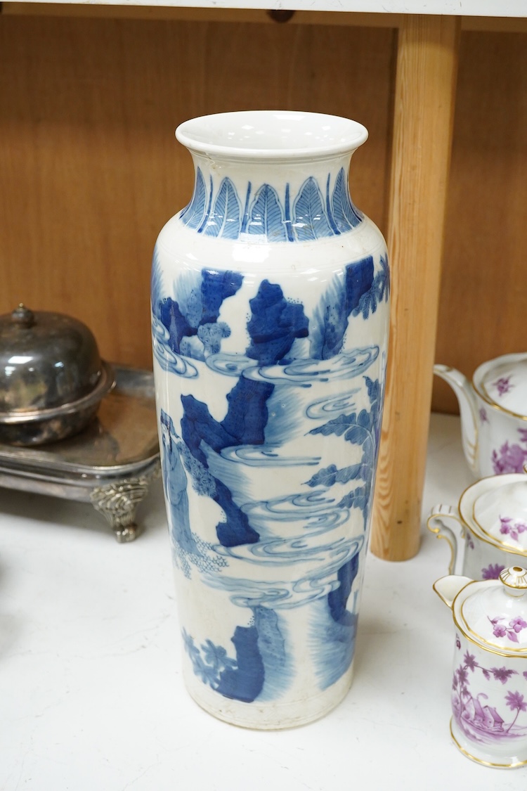 Large Chinese blue and white figural vase - 39.5cm high